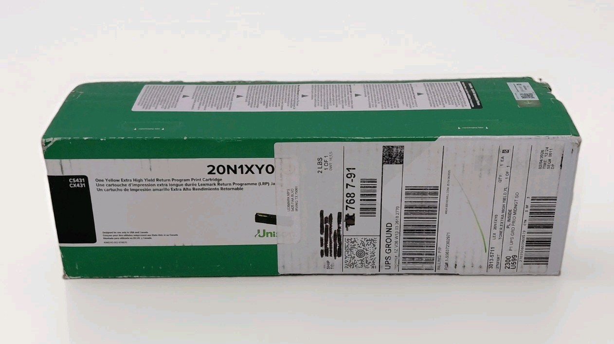 New Lexmark 20N1XY0 Yellow Toner Cartridge for CS431 CX431 Laser Printer