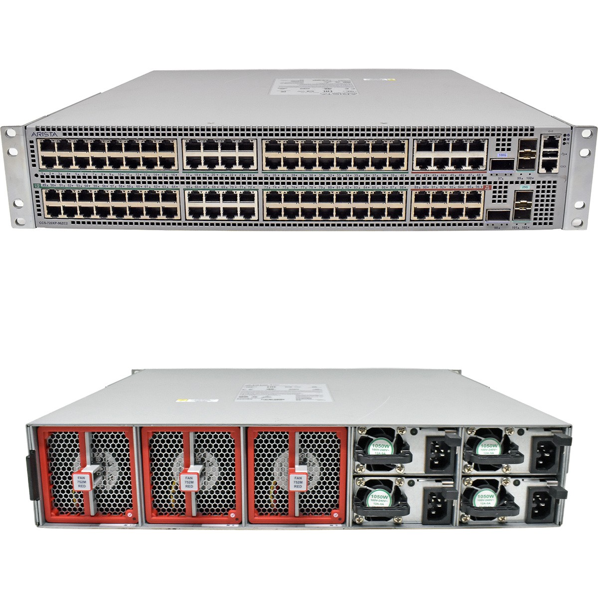 Arista CCS-720XP-96ZC2-F 96Port RJ45 2x 100G QSFP 4x 25G SFP POE Ethernet Switch