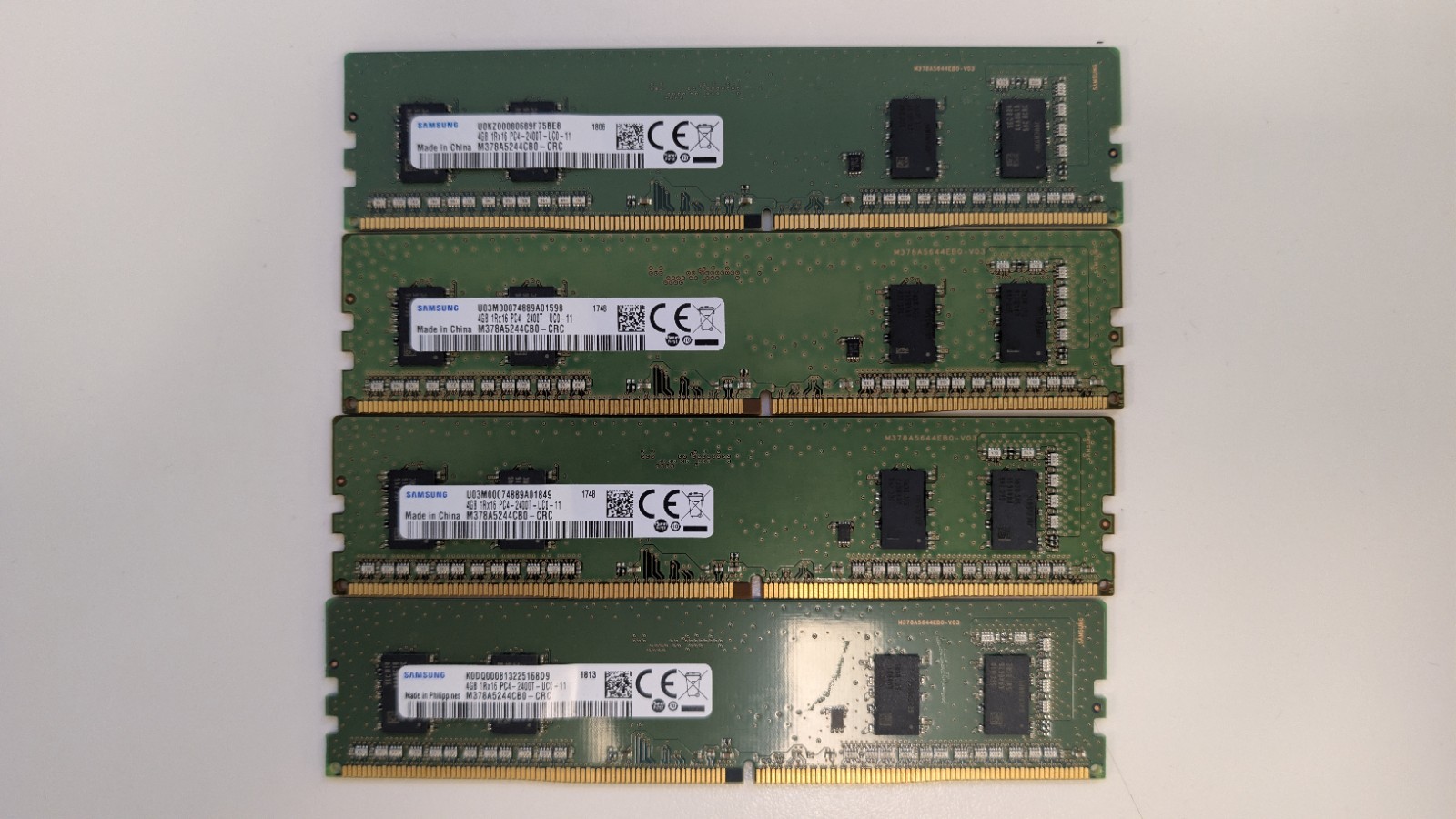 16GB (Lot of 4-4x4GB) Samsung DDR4-2400T PC4-19200 Desktop RAM