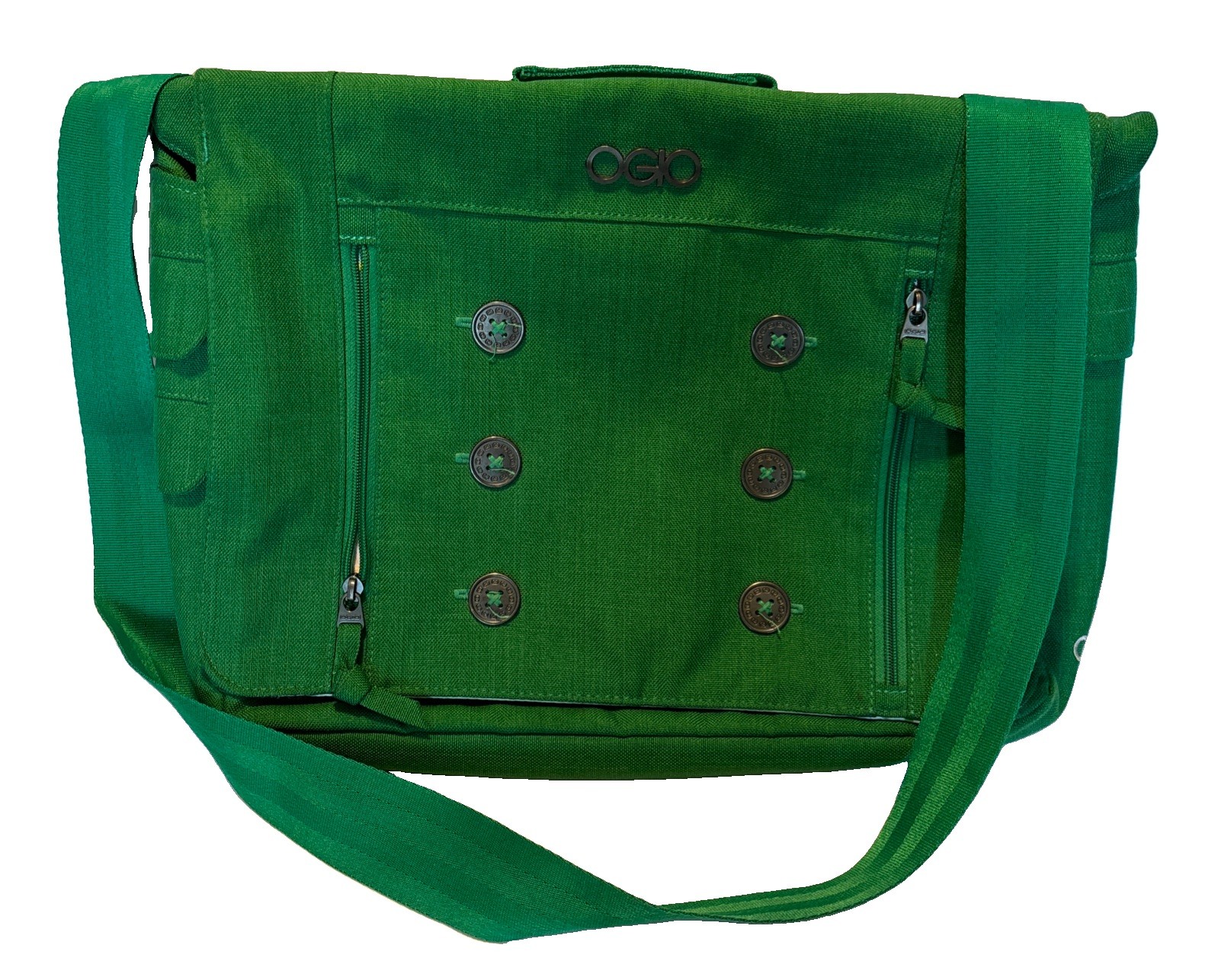 OGIO  17" Laptop Shoulder Bag Organizer Kelly Green Safety Padded School Travel