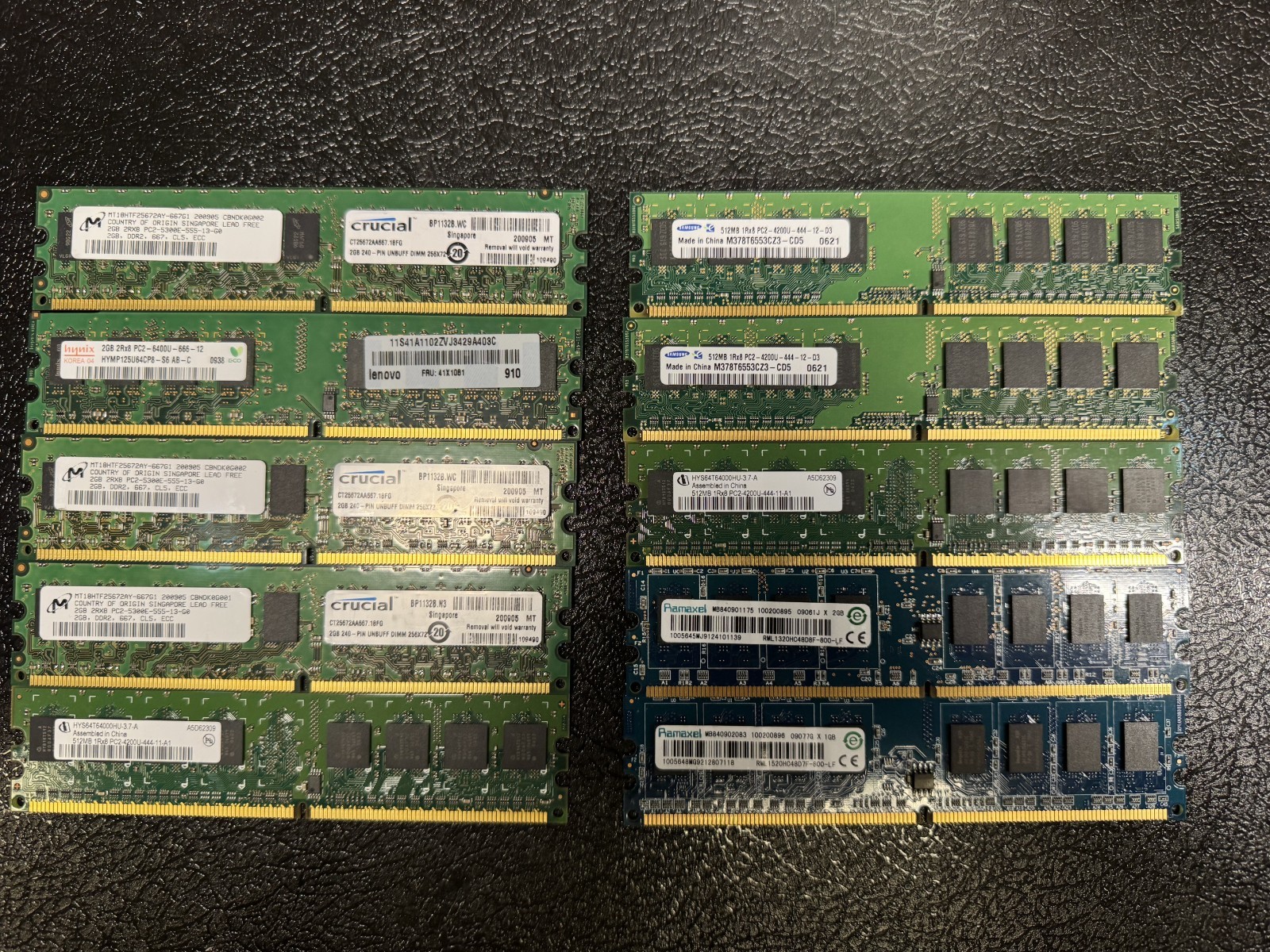 Lot of 18 DDR2 Desktop RAM 1GB 2GB PC2-5300 PC2-6400 Mixed Brands ECC