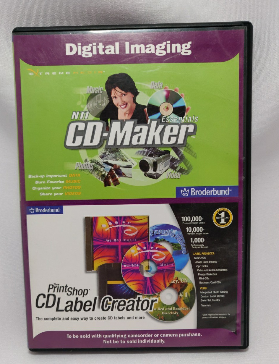 NTI CD-Maker Essentials / The Print Shop CD Label Creator MS/Win USED
