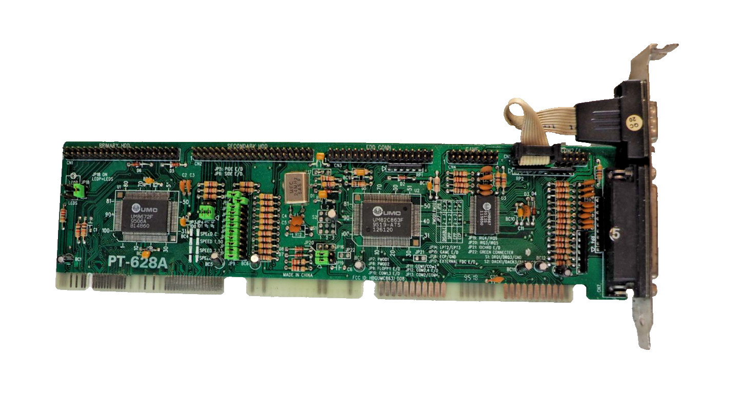 Vintage UMC PT-628A 16-Bit ISA MULTI EXPANSION HDD Card