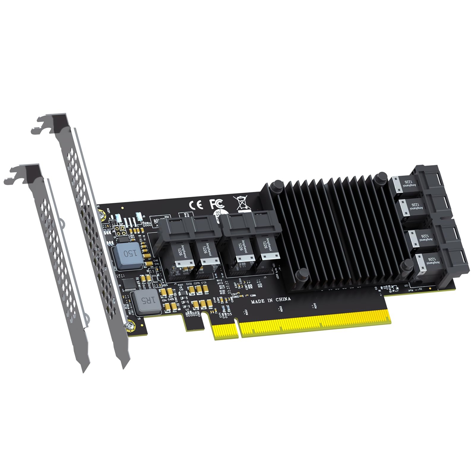 GLOTRENDS ST538 8-Port SFF-8643 to PCIE 3.0 X16 Adapter Card with PEX8749...