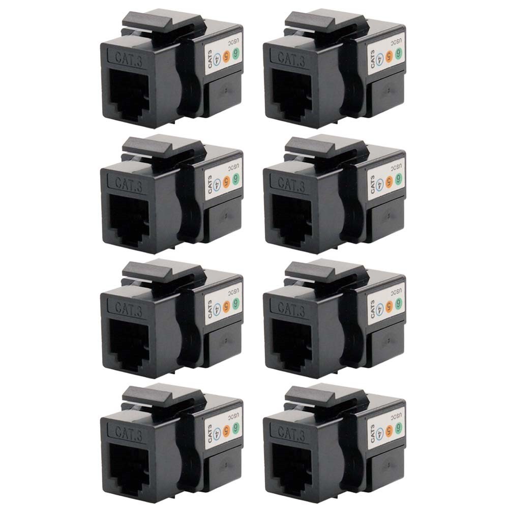 8x Cat3 RJ11 RJ12 Telephone Phone Line Keystone Jack 110 Punch Down 6P6C Black