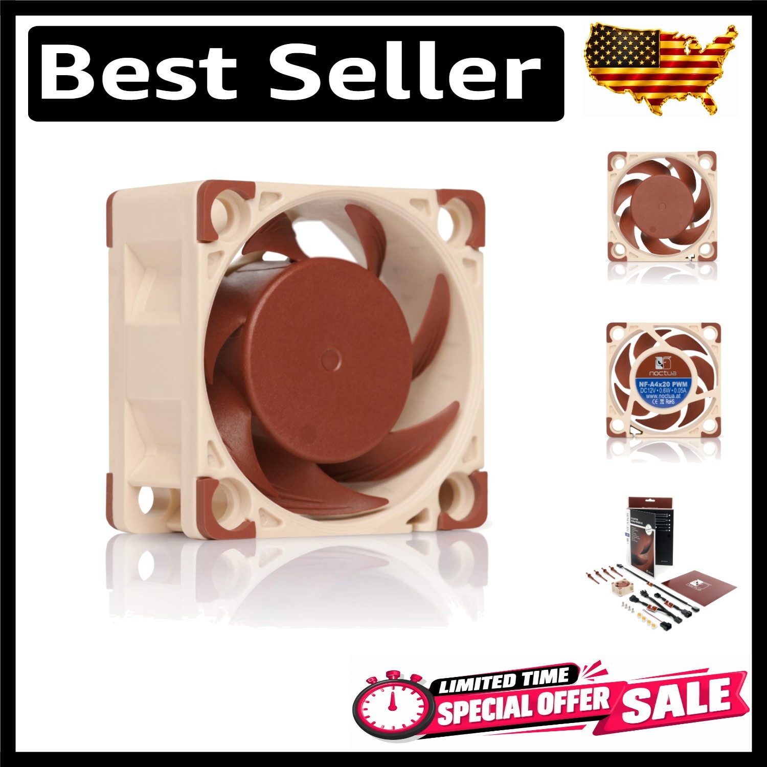 High-Performance 40mm Quiet Fan - 5000 RPM, Ultra-Low 14.9 dB Noise Level