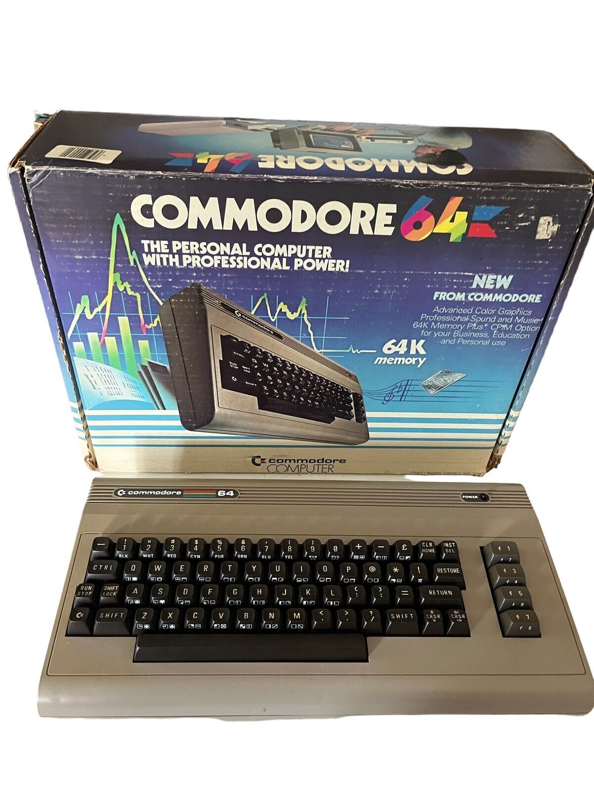 Vintage Commodore 64 Computer Power Cord Floppy Disks Original Box