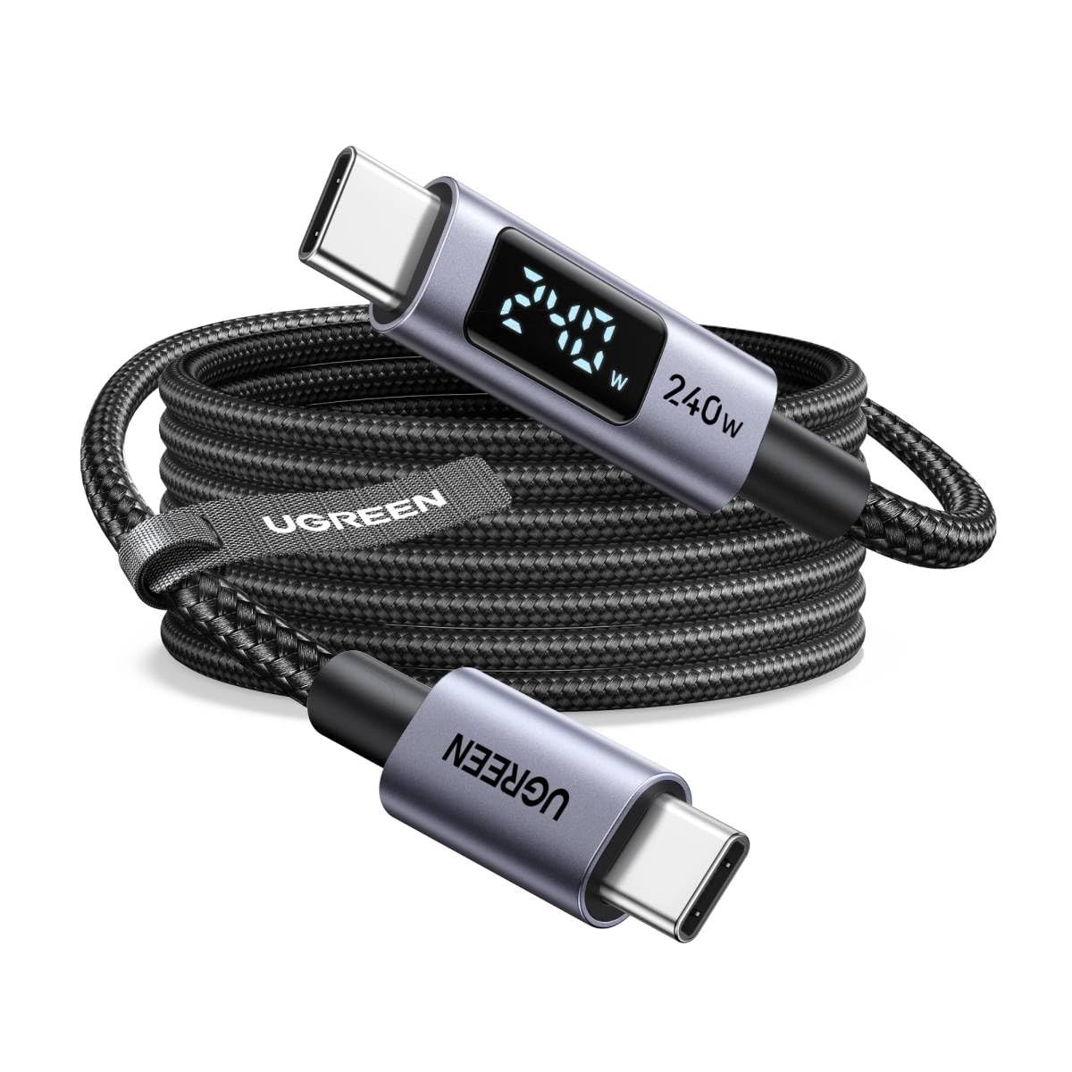 UGREEN USB C 240W Cable w/ Digital Display PD 100W Fast Charging 10FT Black