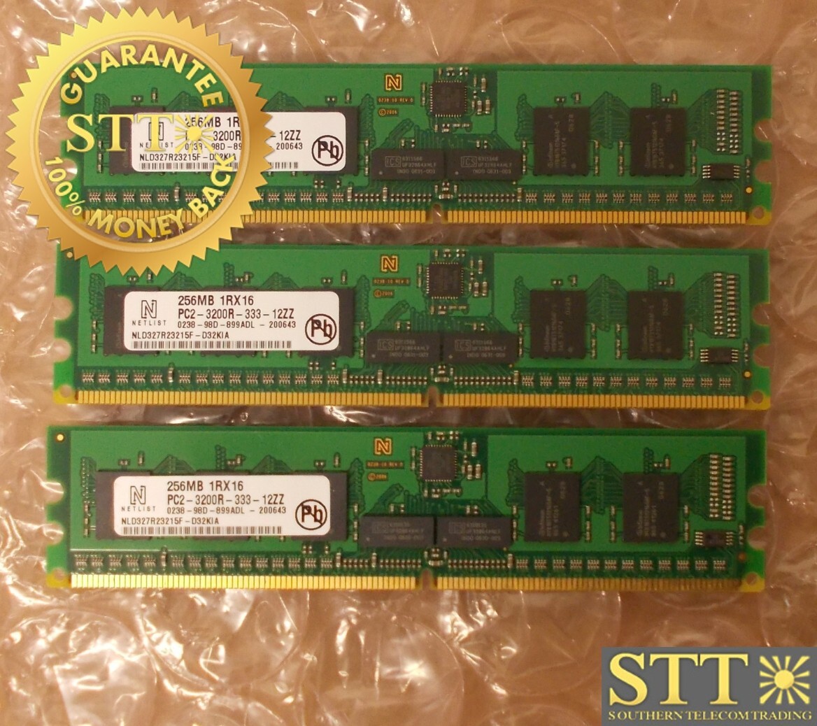 NLD327R23215F-D32KIA NETLIST 256MB PC2-3200 DDR2-400MHZ ECC REG DIMM (LOT OF 3)