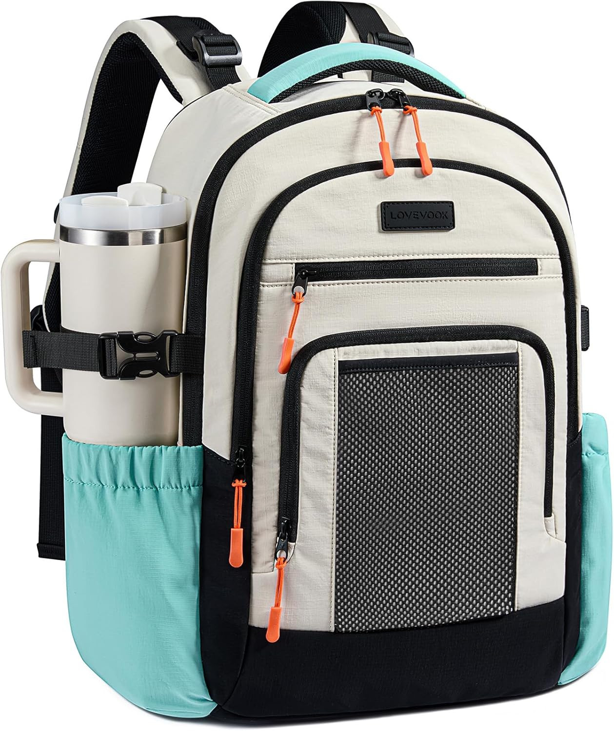 Laptop Backpack for Women with Large Cup Holder,15.6 Inch Work Computer Bag with