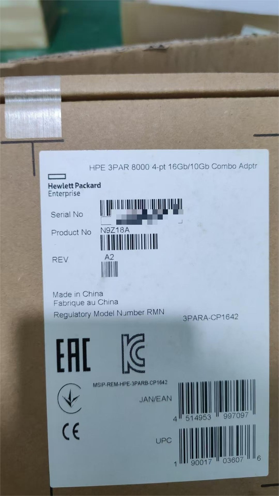 New HPE N9Z18A 3PAR 8000 4-PORT 16GB FC/10GB NIC Adapter 862775-001 864670-001
