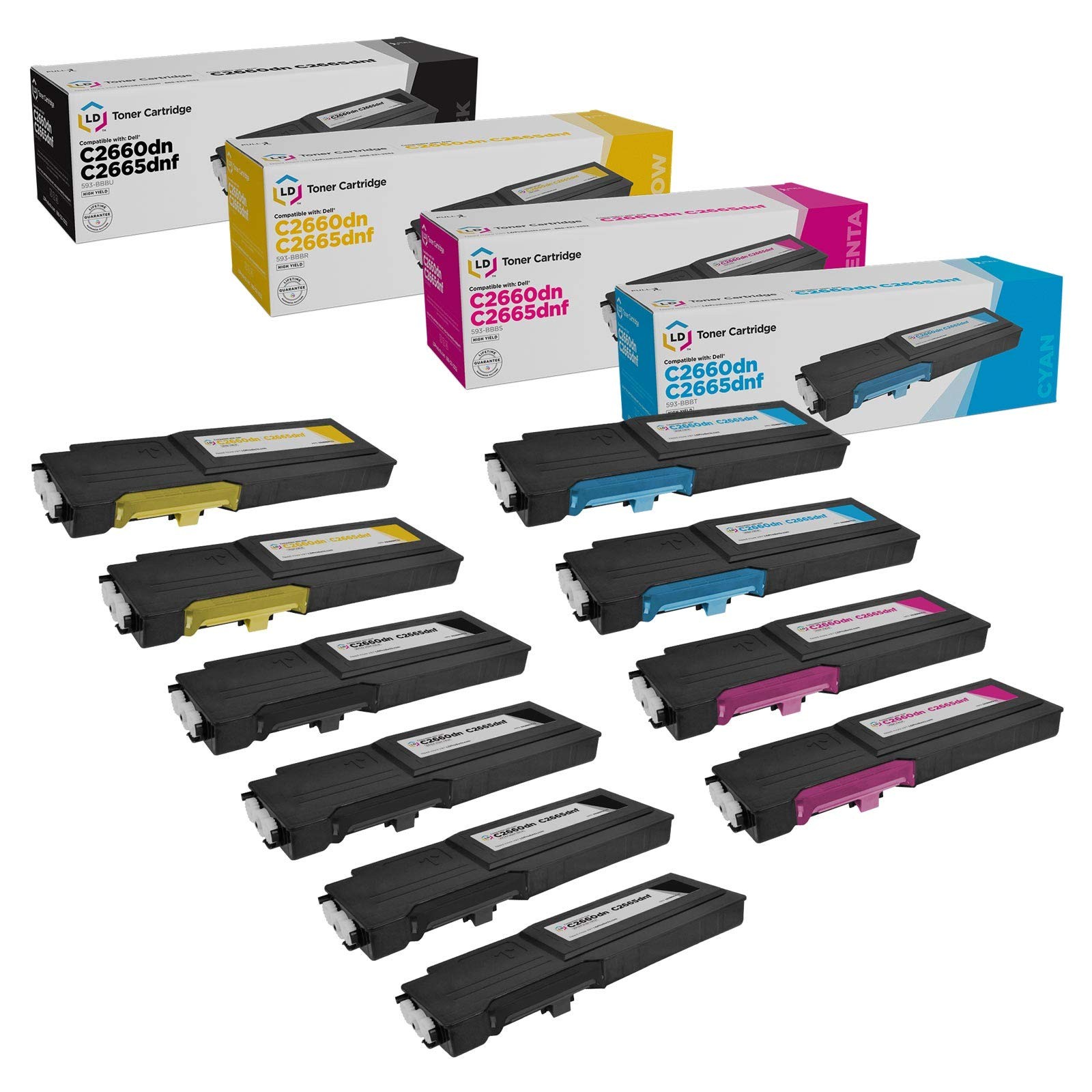 LD  10pk Comp Toner for Dell C2660dn C2665dnf Black Cyan Magenta Yellow 67H2T