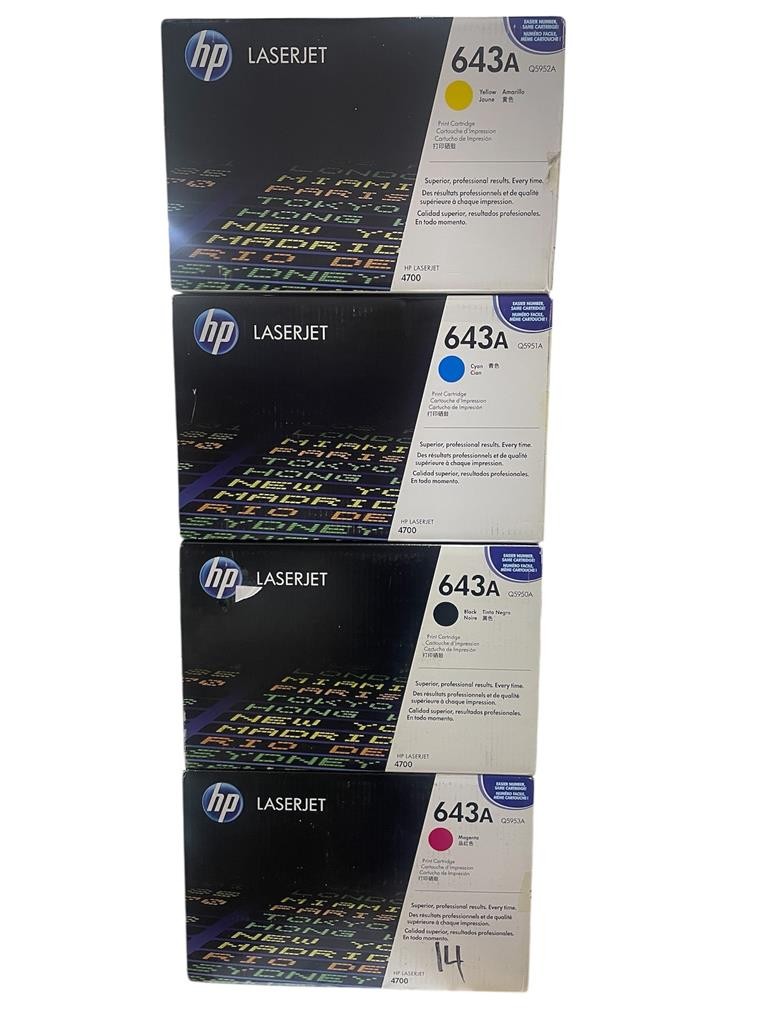 Original HP 643a toner set Q5950a q5951a q5952a q5953a New