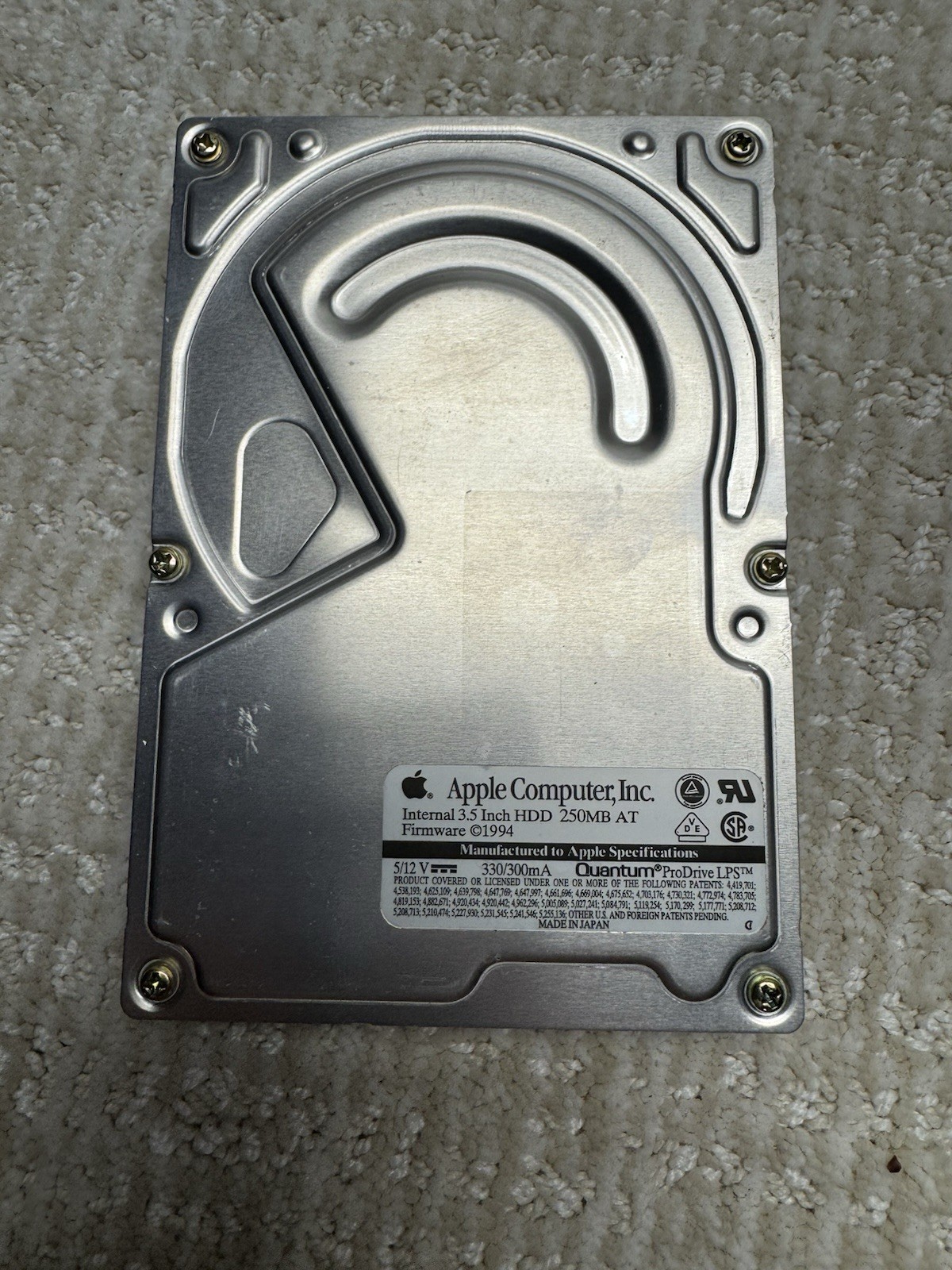 Apple Computer, Inc. Internal 3.5 Inch HDD 250MB Firmware 1994
