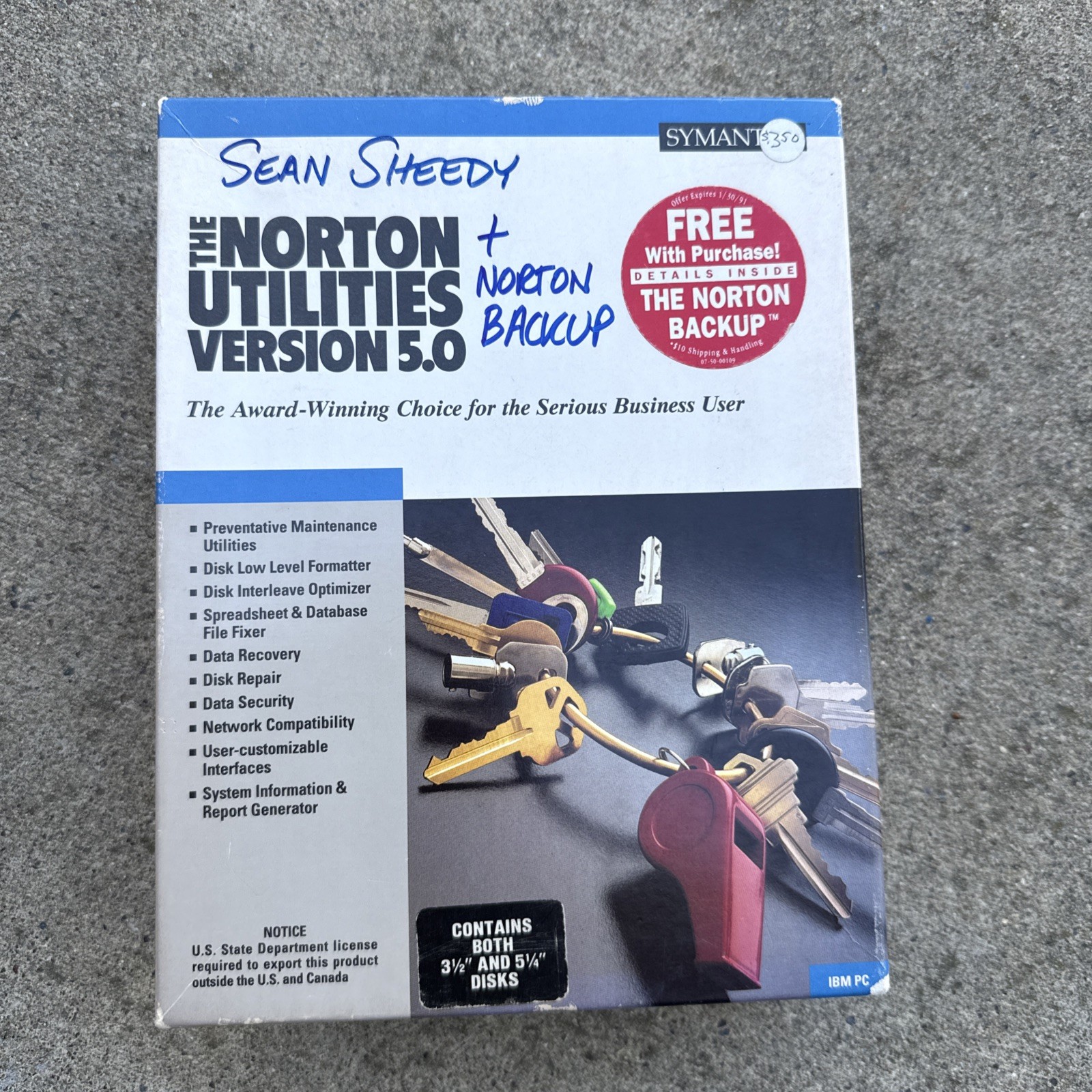 The Norton Utilities Version 5.0 vintage Software and Manual