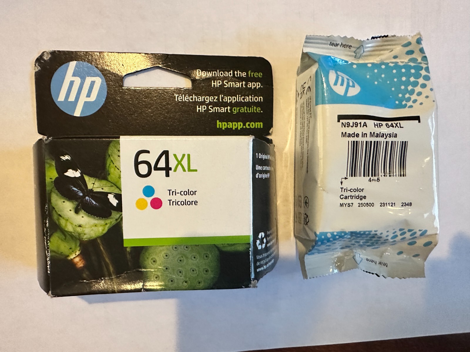 HP 64XL GENUINE INK CARTRIDGES TRI-COLOR**TWO (2) UNITS BRAND NEW**FREE SHIPPING