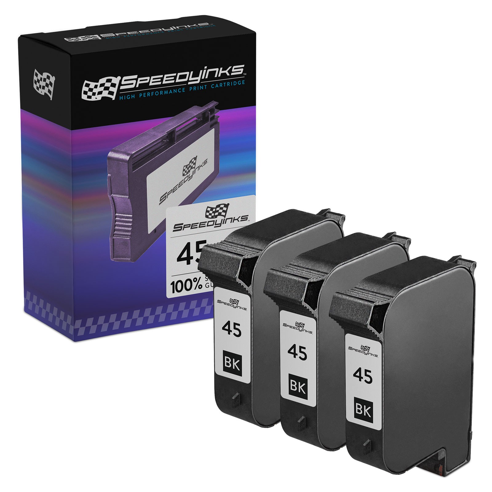 SPEEDYINKS Reman Replacement for HP 45 51645A Ink Cartridges 3-Pack