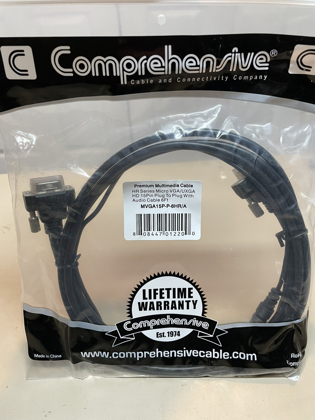 Comprehensive Cable MVGA15P-P-6HR/A HR Series Micro VGA/UXGA M-M w/ Audio 6ft