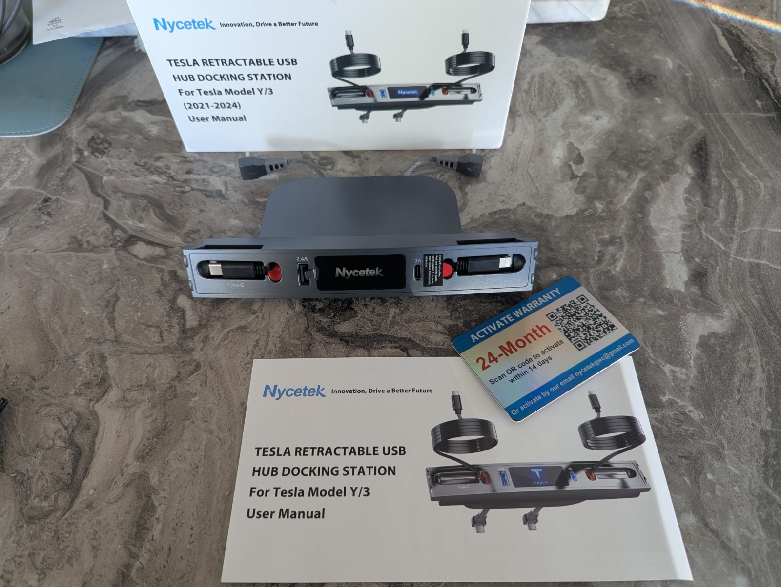 Nycetek Tesla Y 3 Retractable USB Docking Station 2021-2024  New