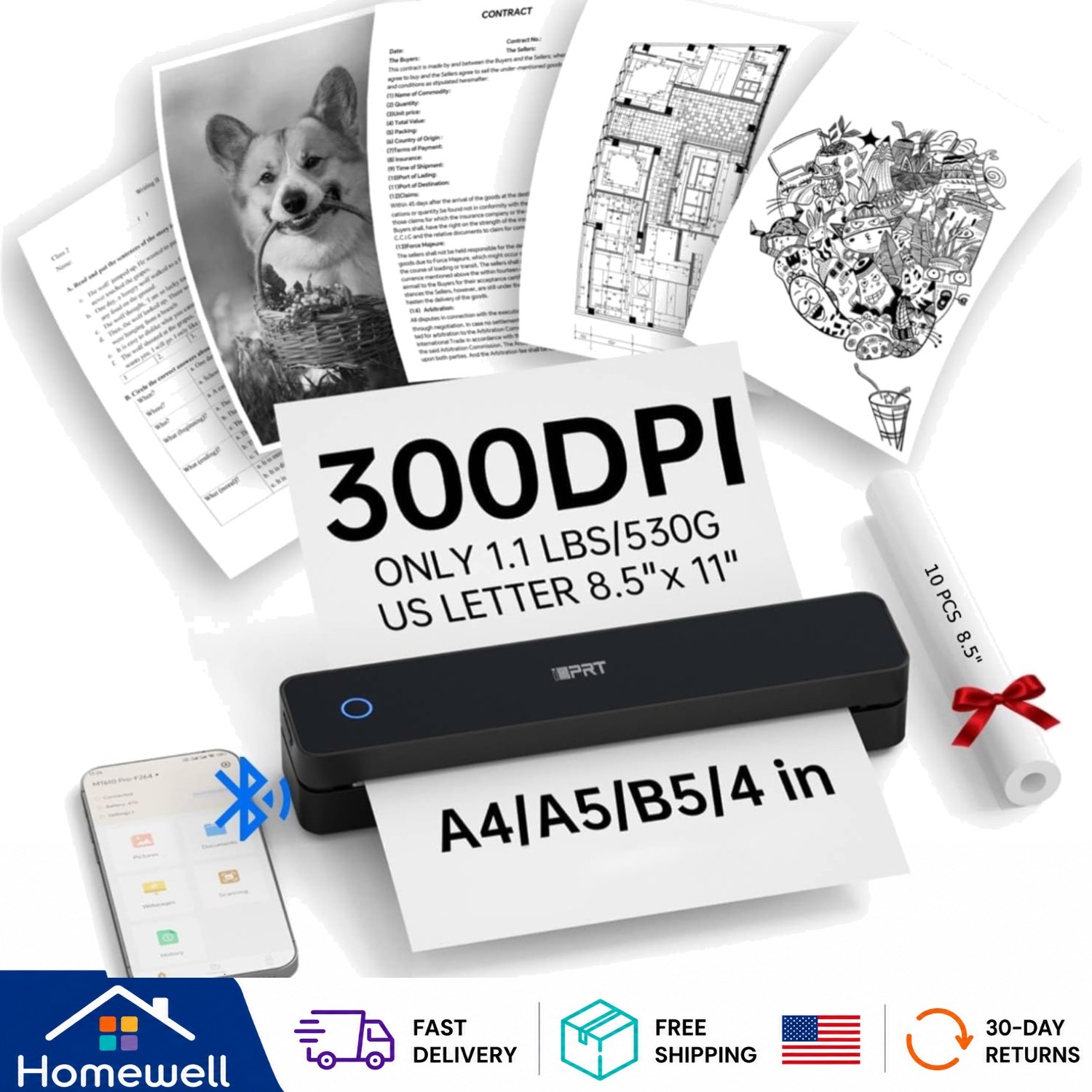Effortless Printing with MT610 Pro Portable Thermal Printer - 2000mAh Battery