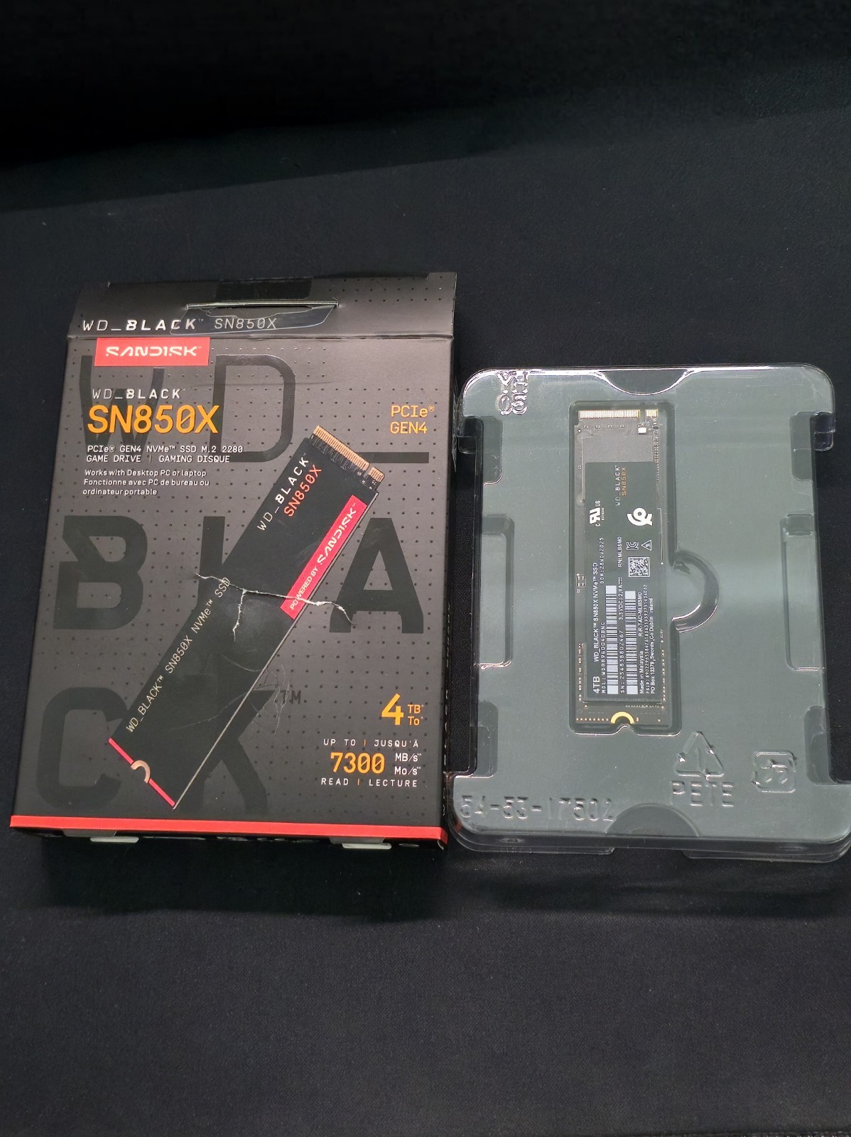 4TB WD BLACK SN850X Internal NVMe SSD Gen 4 7300MB/s Open Box - Tested
