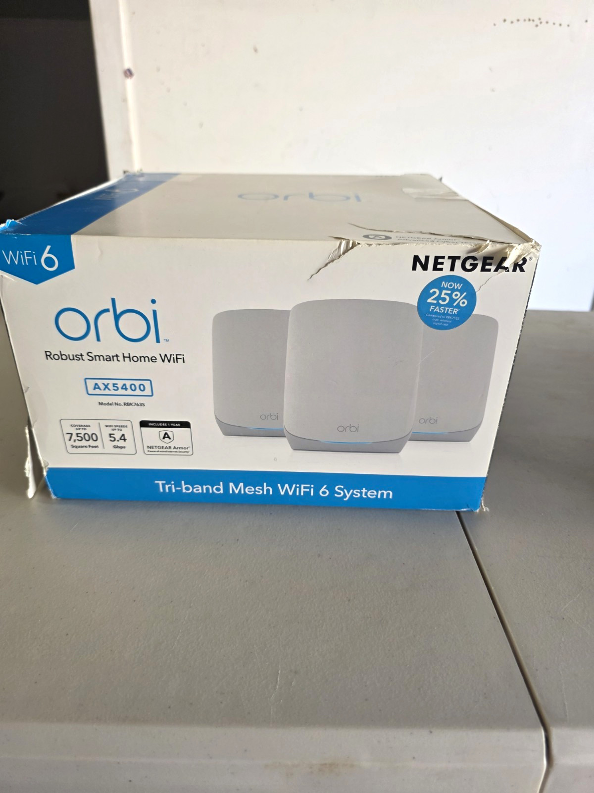 NETGEAR Orbi RBK763S AX5400 Tri-Band Mesh WiFi 6 System, White