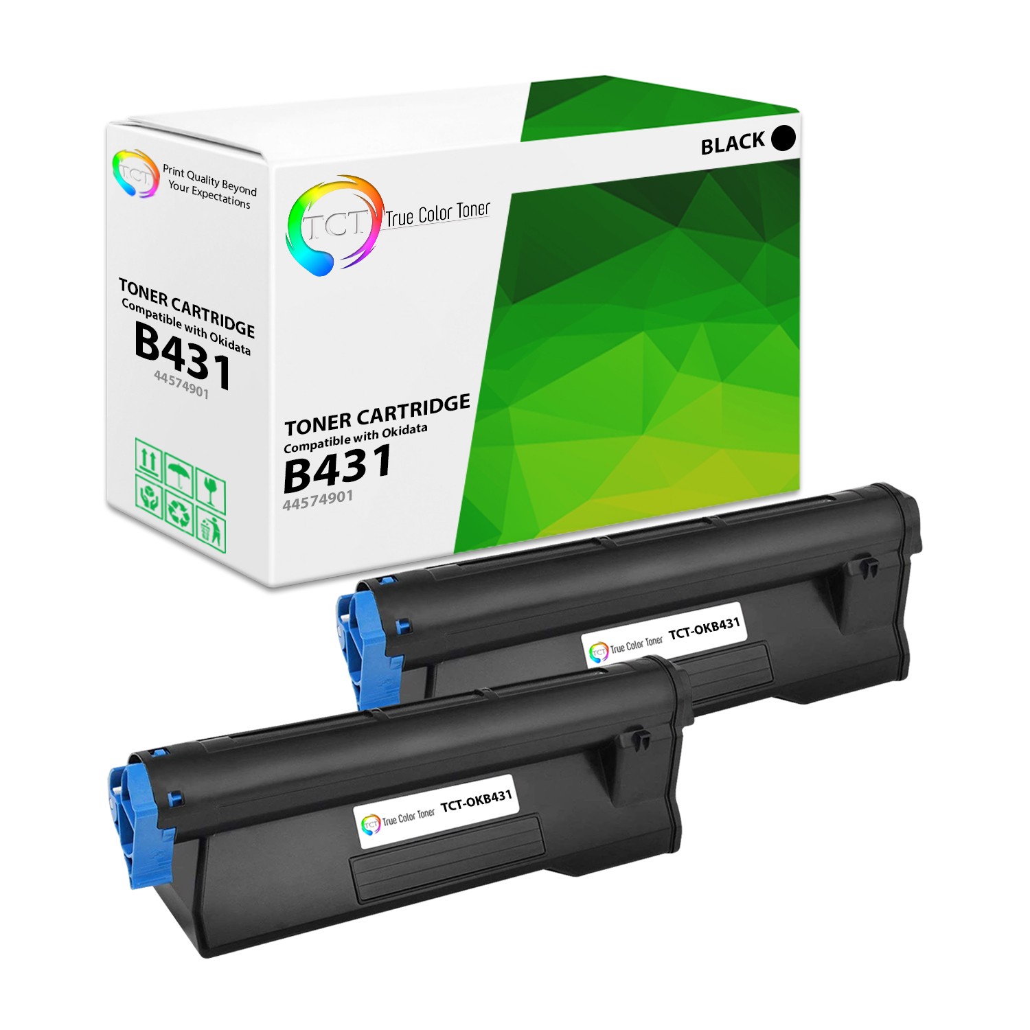 TCT 2PK OKI 44574901 Black Toner Cartridges For Okidata B431 MB461 MB471 MB491
