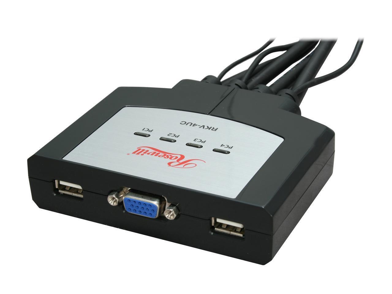 Rosewill RKV-4UC 4 Port USB Cable KVM, 0.9m Cable Built with Speaker MIC Remote