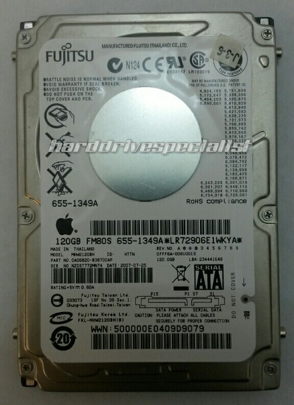 Fujitsu MHW2120BH 120GB SATA Laptop Drive P/N:CA06820-B38700AP S/N:NZ0ST772MN74