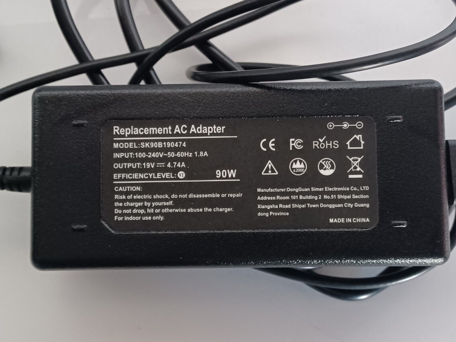 Replacement AC Adapter SK90B190474 19V 4.74A 90W