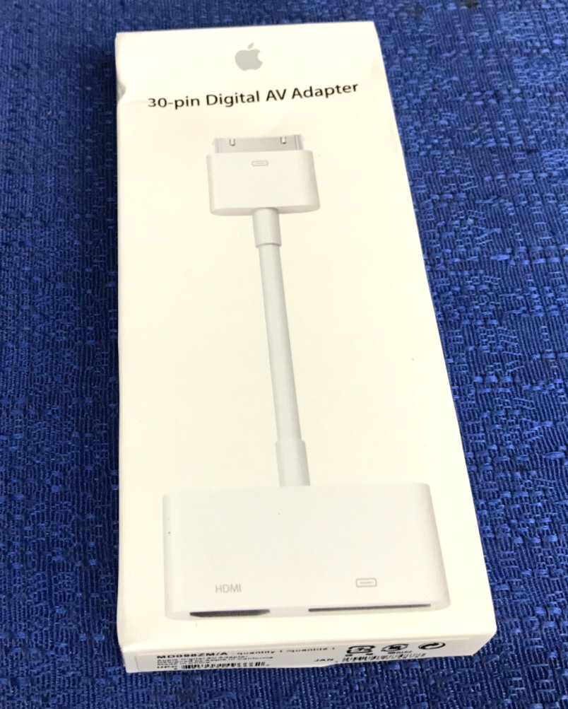 Apple MD098ZM/A 30-Pin Digital AV Adapter 30pin m to 30pin f & HDMI -White - NEW
