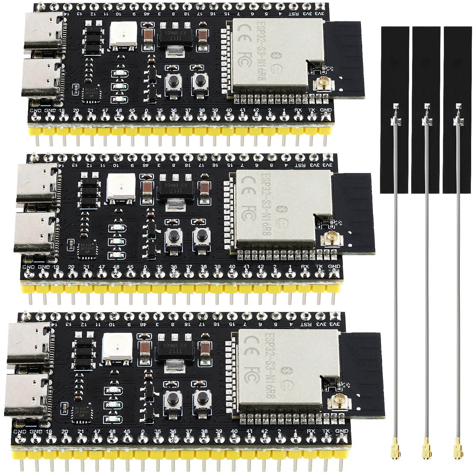 3 PCS ESP32S3 Development Board External Antennas N16R8 TypeC 44Pin