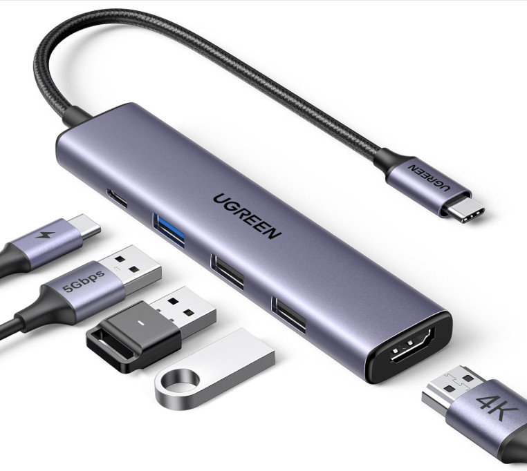 UGREEN USB C Hub 5 in 1 Multiport USB Adapter 4K HDMI, 100W Power Delivery