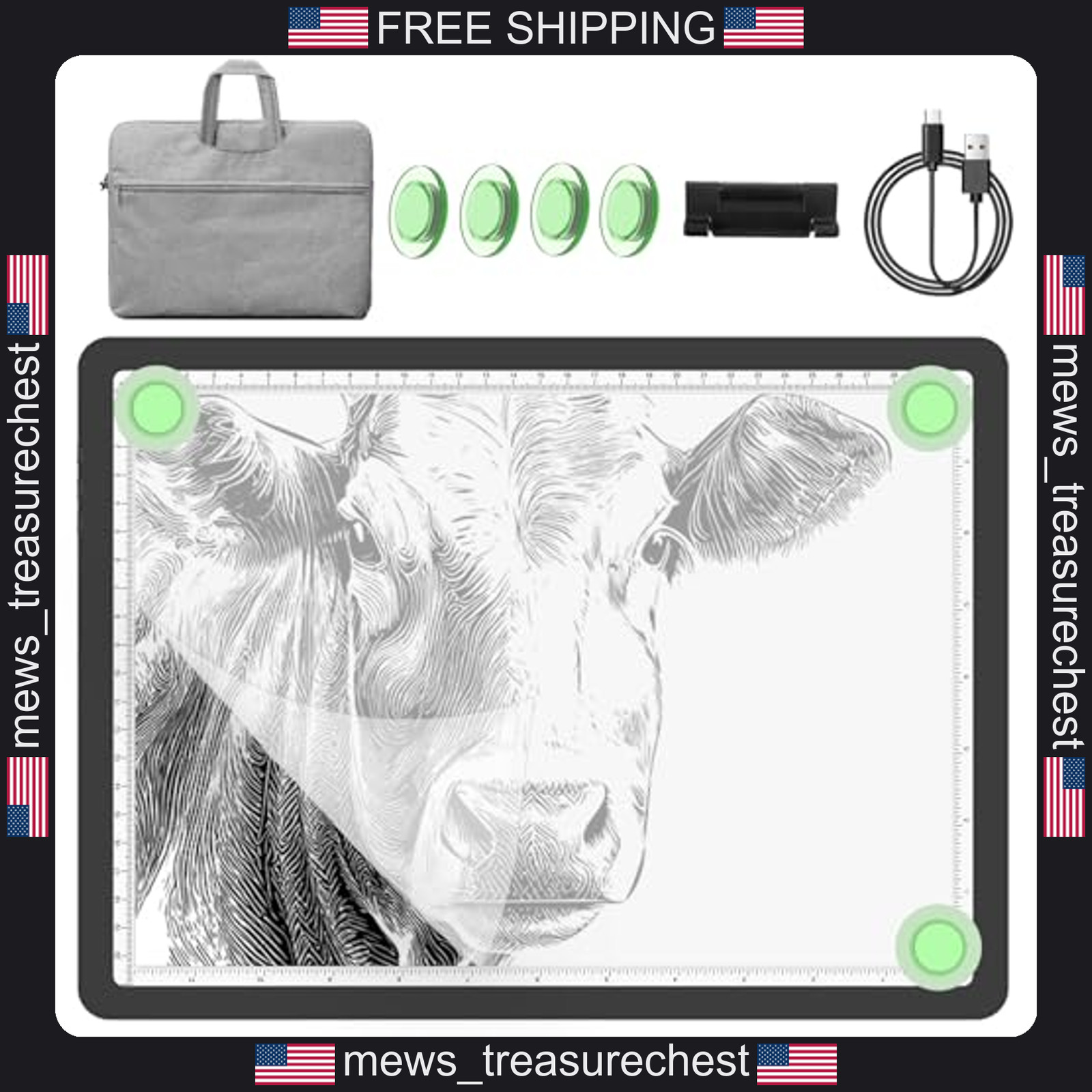 Rechargeable Light Box for Tracing and Drawing with Carry Bag, 9000LUX