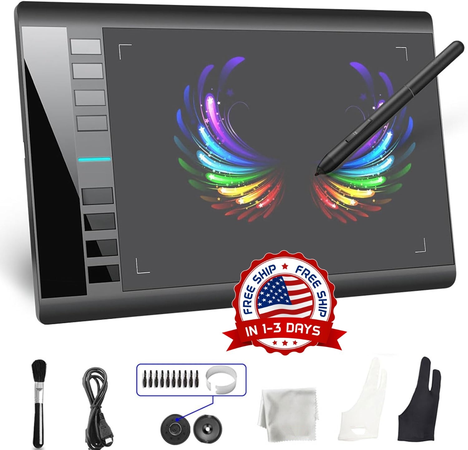 Tableta De Dibujo Gráfico De, 10x6 Pulgadas De Área Activa Grande Para Diseño US