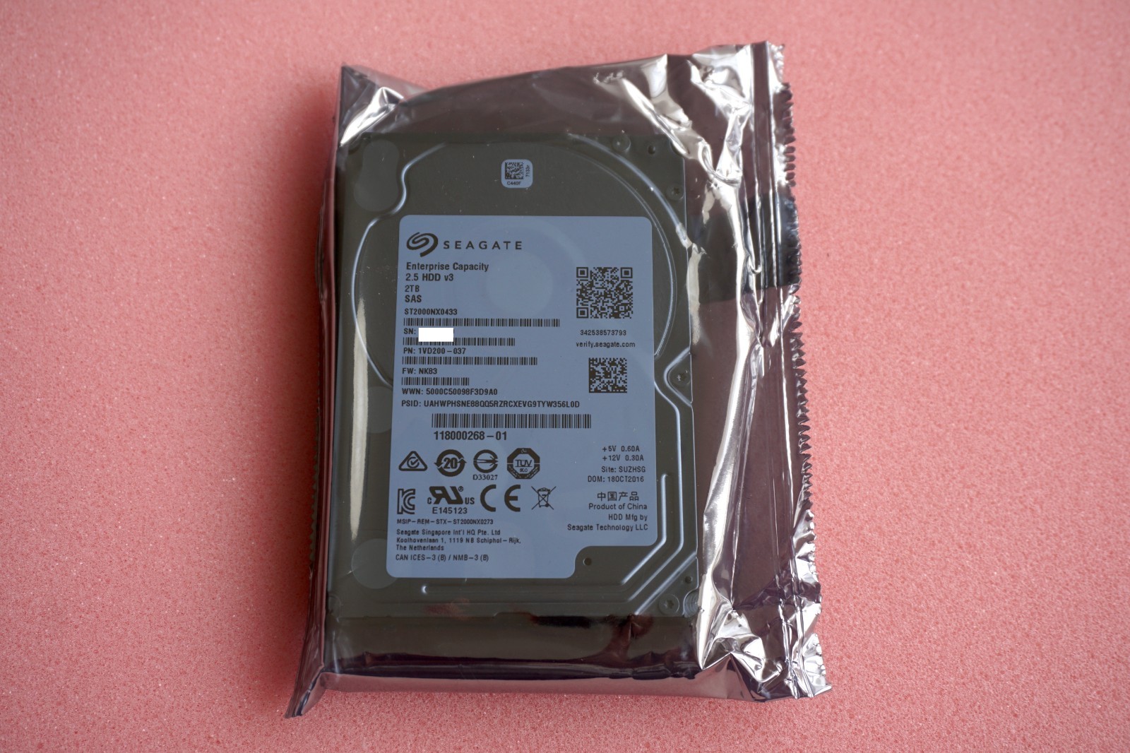 New Seagate Enterprise Capacity V3 2TB 2.5" 12Gb/s SAS HDD ST2000NX0433 (2MV