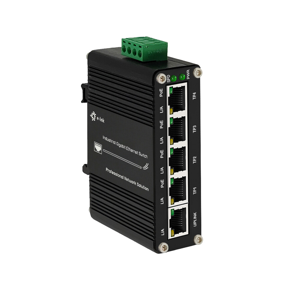 PoE Mini Industrial 5 Ports Gigabit Ethernet Switch Hardened 1000Mbps 12~48V DC