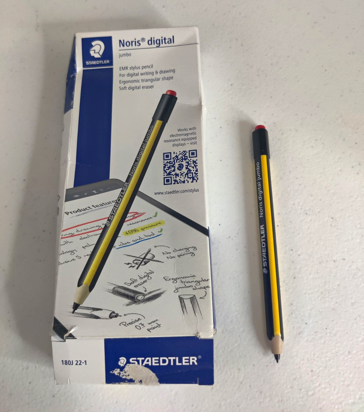 STAEDTLER Noris digital jumbo EMR Stylus Pen Ergonomic Eraser Black/Yellow