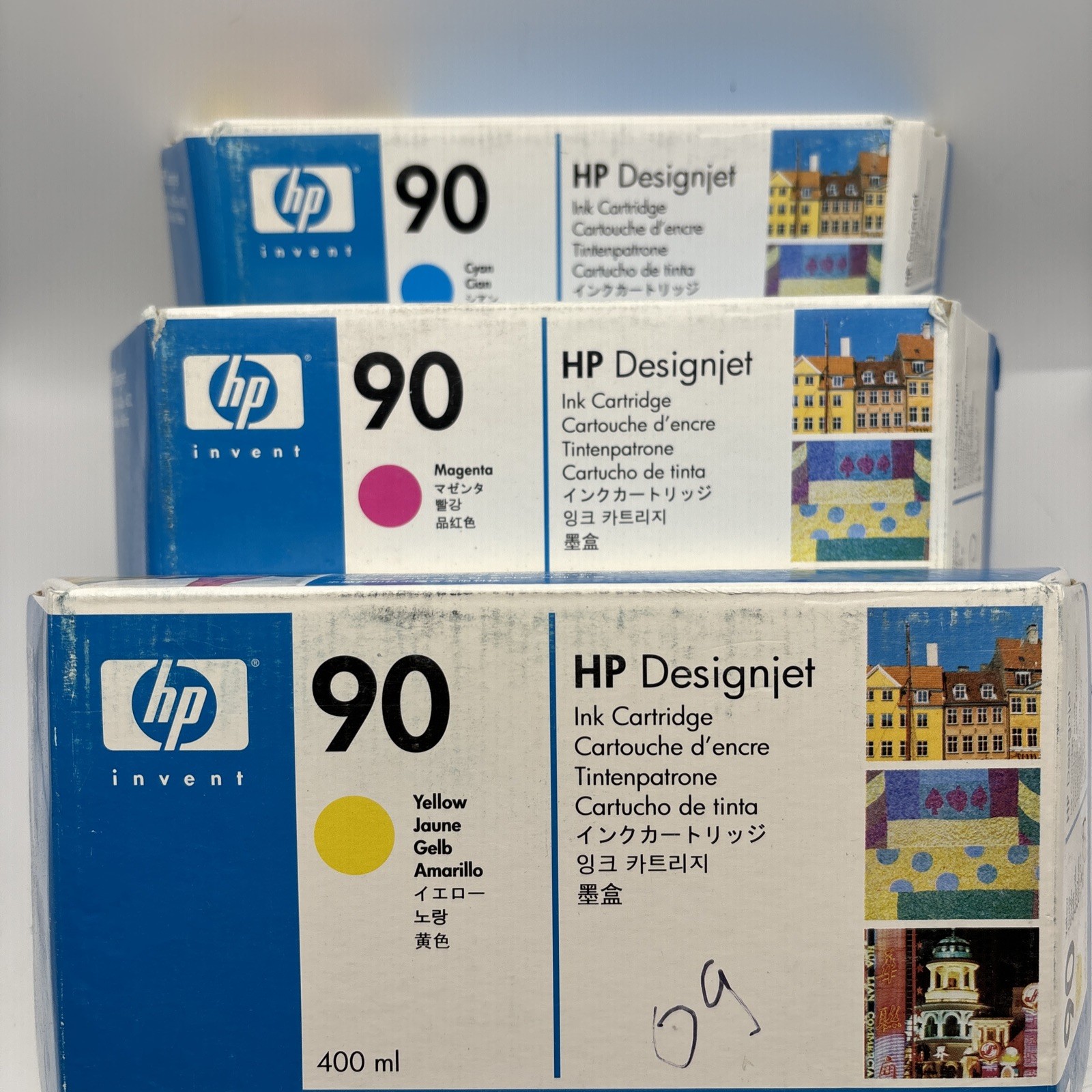 GENUINE HP 90 Designjet Cartridges 400ml 4000/4500 Color Set Exp 2009