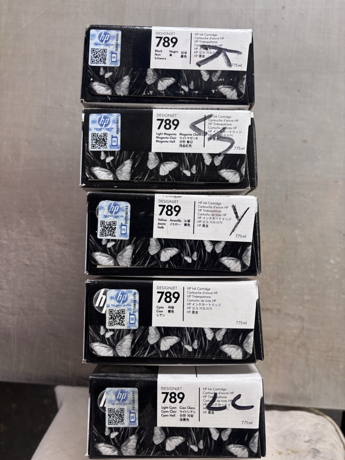 Genuine OEM HP DesignJet 789 Ink Cartridge Lot of 5 775mL Sealed Exp. 2015/2016