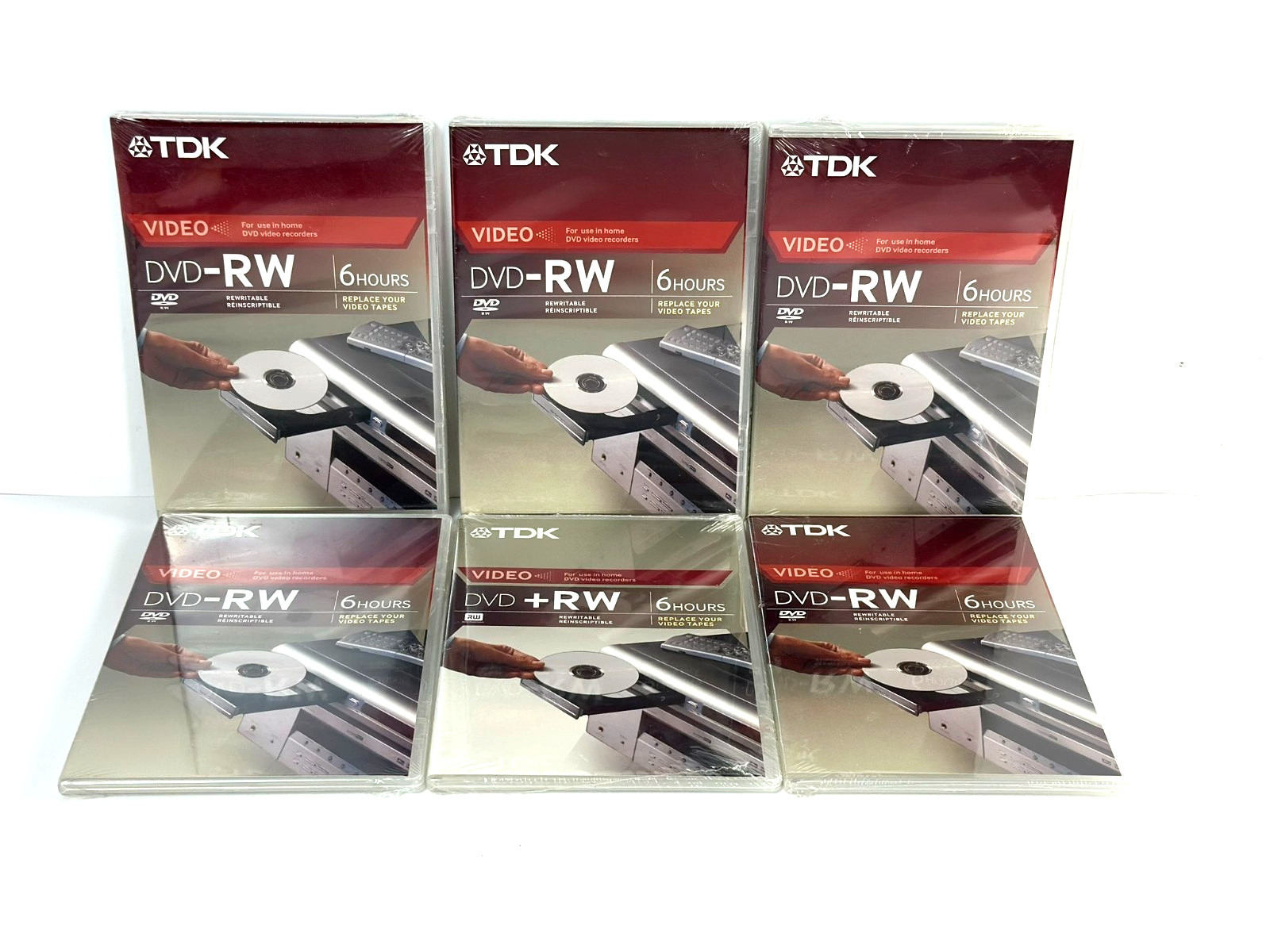 TDK DVD RW DVD Plus RW 6 Hours 4.7GB Rewritable Lot of 6 New Sealed