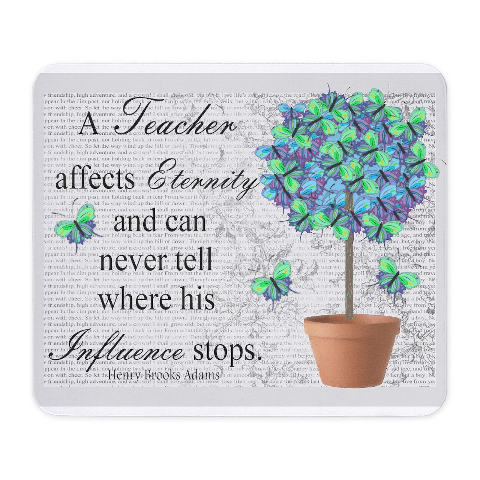 CafePress Retired Teacher Butterfly Blanket Blue Mousepa Mousepad  (674832723)