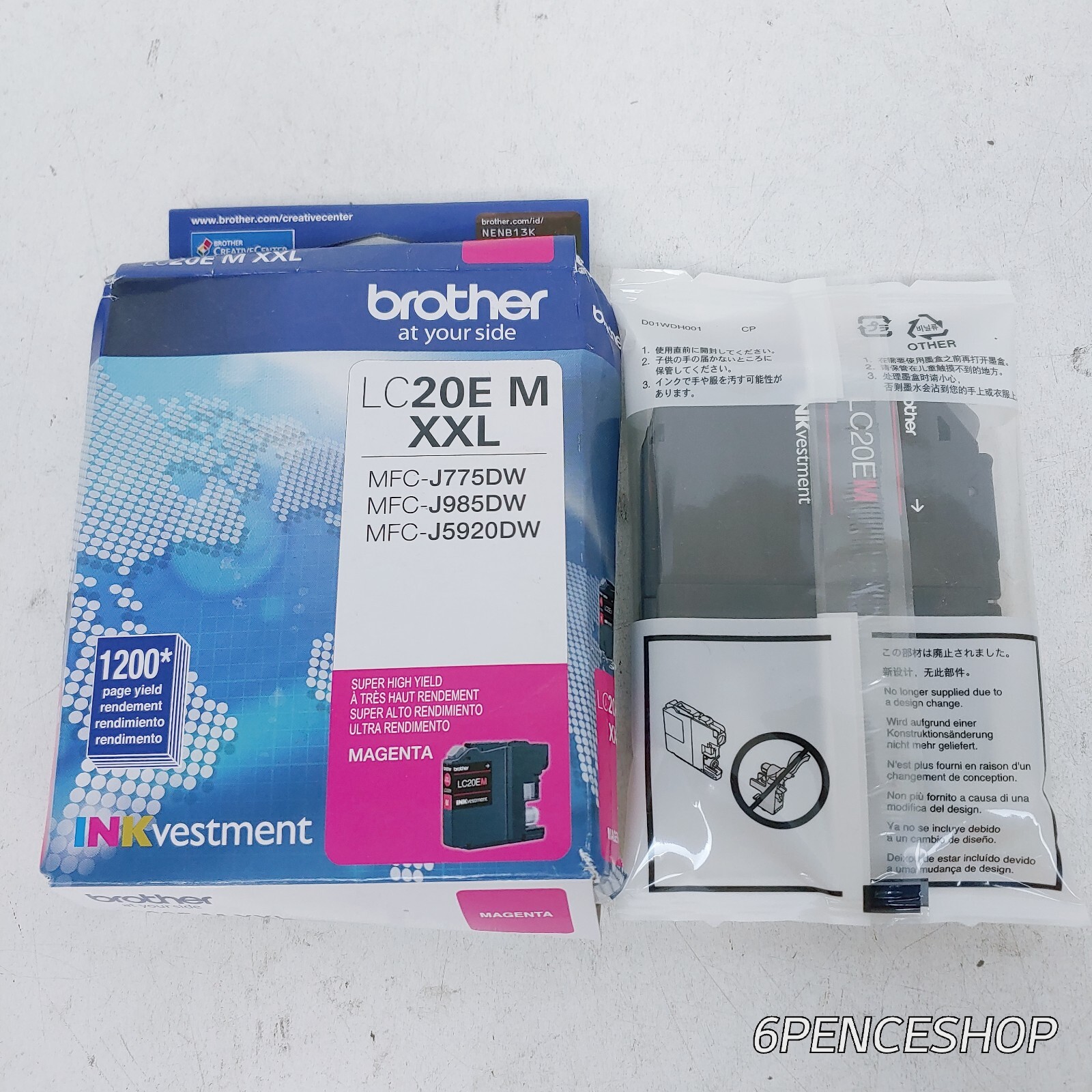 *Sealed in OB Exp. 02/2026* Brother Genuine LC20EM XXL Magenta Ink Cartridge