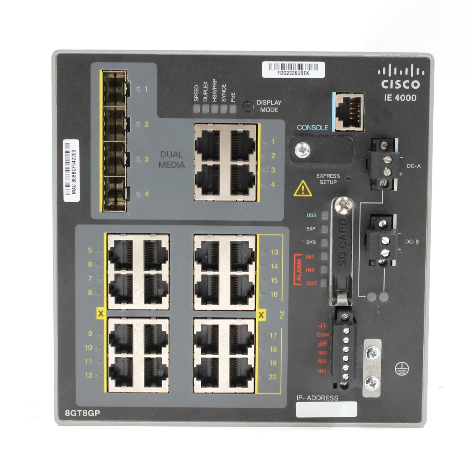 Cisco IE-4000-8GT8GP4G-E Industrial Ethernet 4000 Series Switch