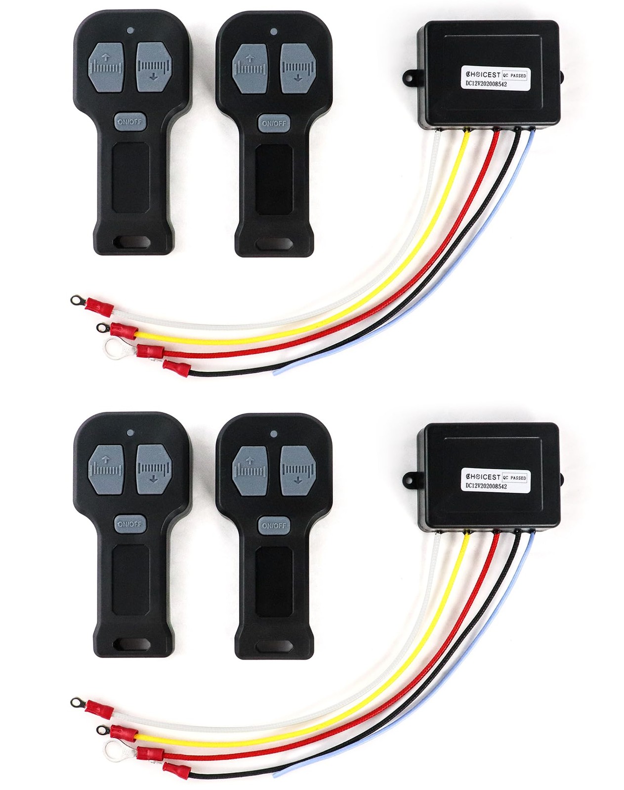 QWORK 12V Wireless Winch Remote Control Kit 4 Pack 5-Wire Receiver for Truck