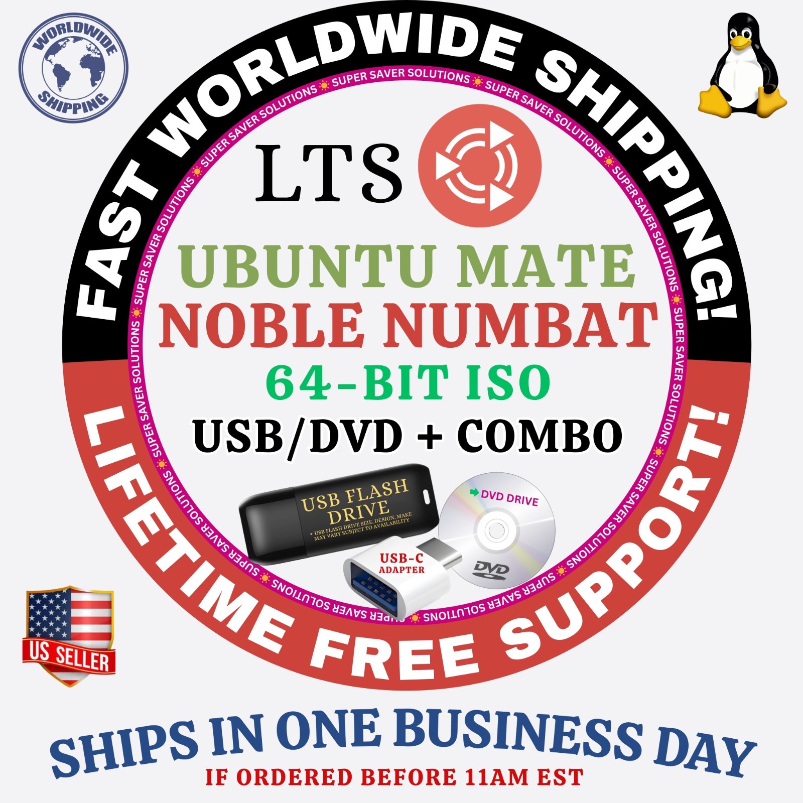 UBUNTU MATE LINUX, ALL VERSIONS, USB/DVD COMBOS, NOBLE NUMBAT, QUESTING QUOKKA