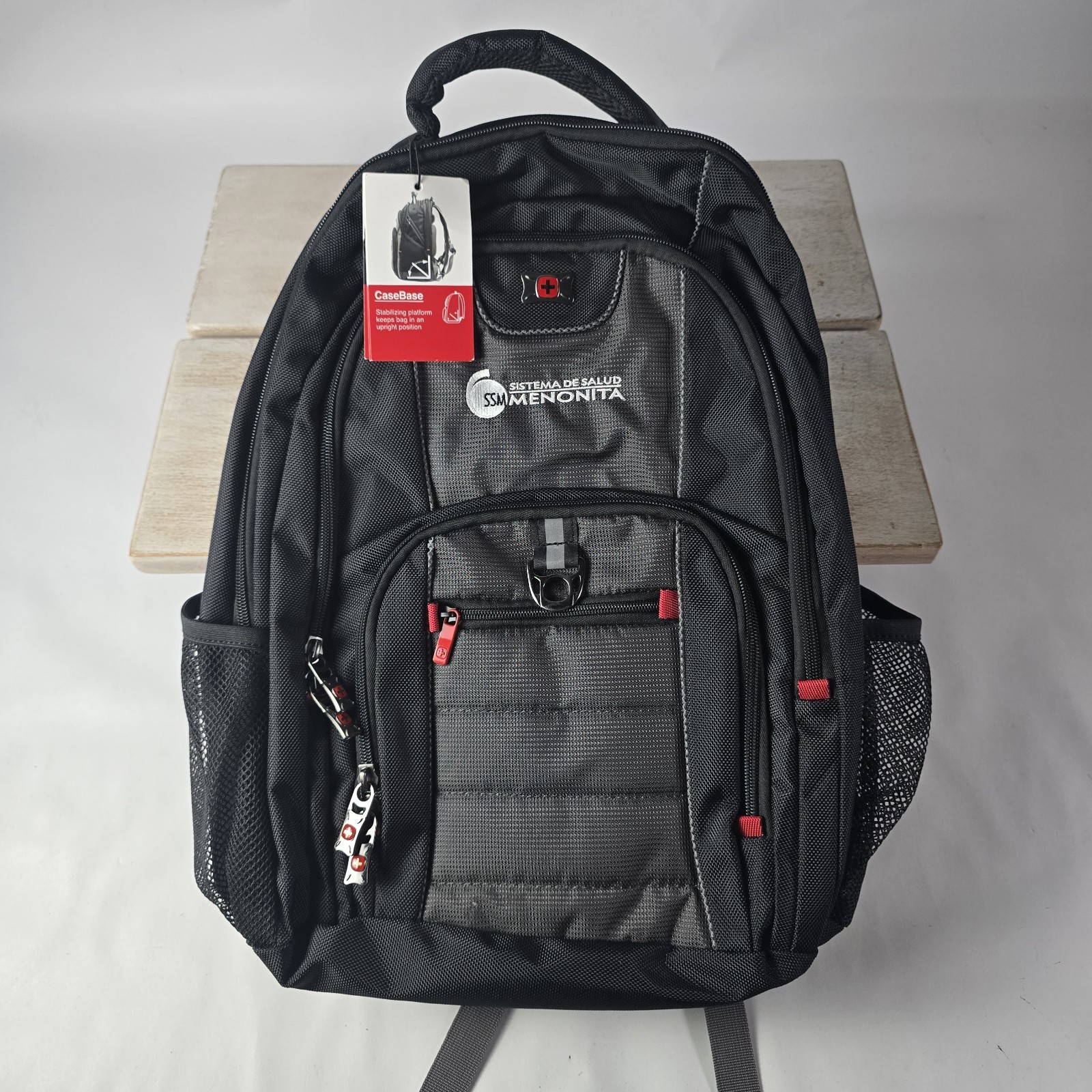 NWT Wenger Pillar Black Adjustable Strap Side Pockets Padded Laptop Backpack