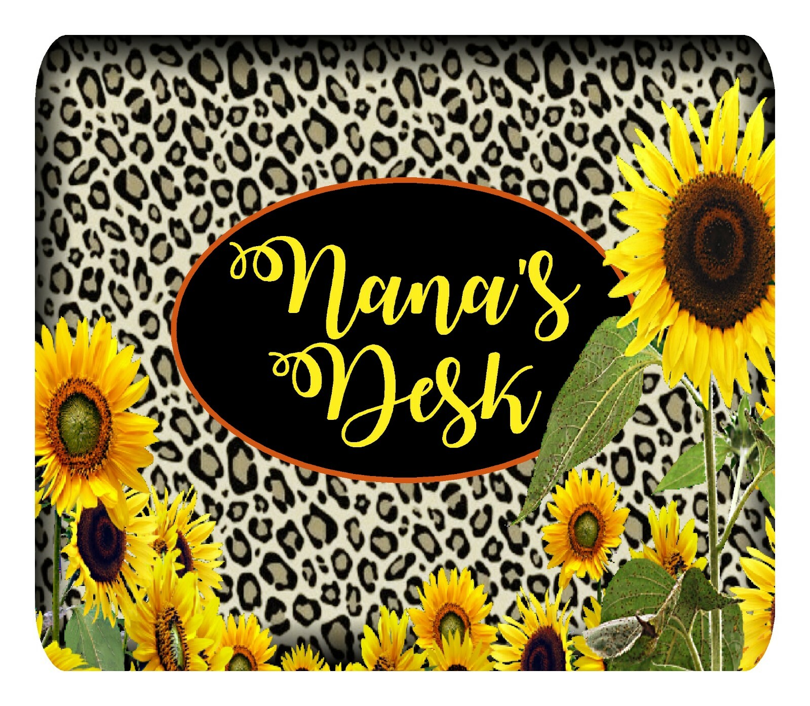 Personalized Mouse Pad Sunflower Leopard Print Neoprene Monogrammed Mousepad