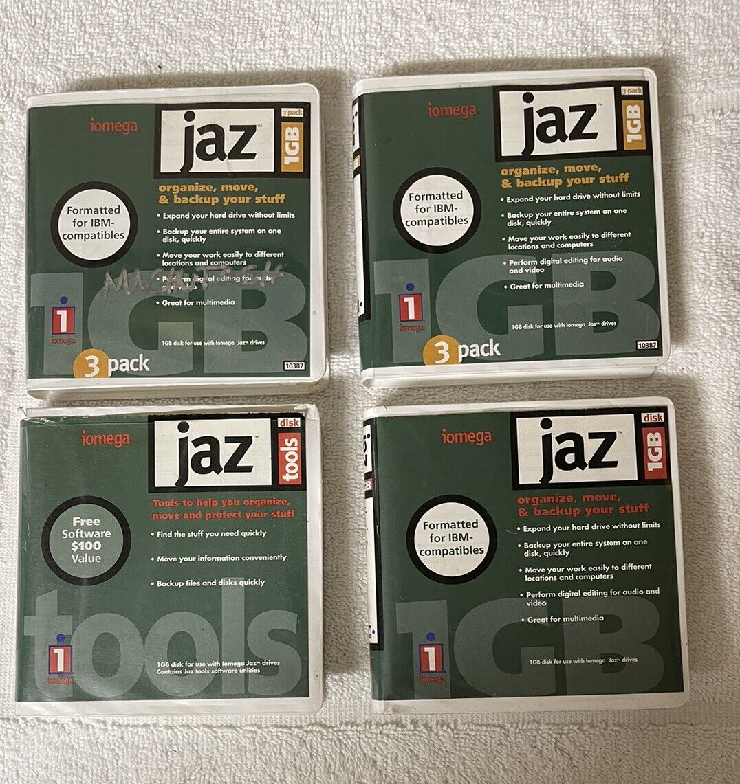 Lot Of 4 Iomega Jaz 1GB Disk Cartridges