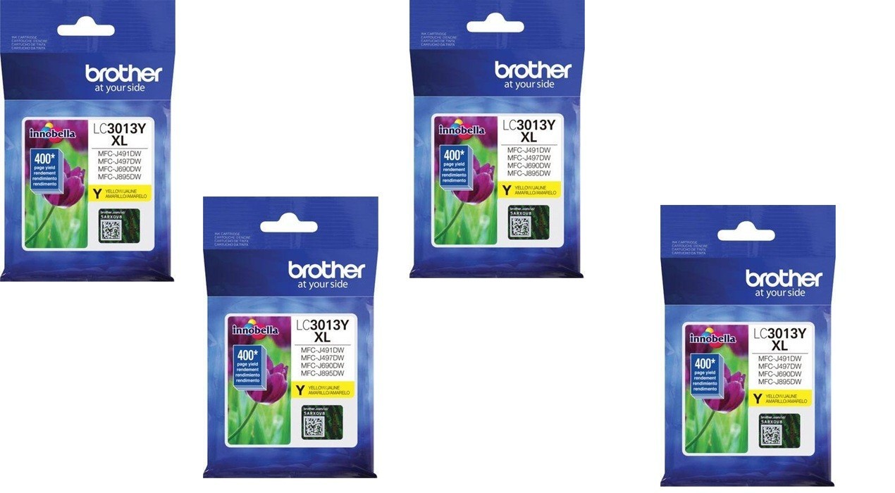 4 NEW Genuine Brother LC3013BK XL Yellow Ink Cartridge- Sealed